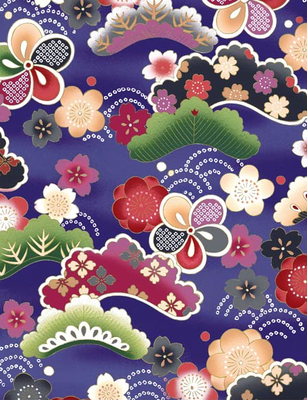 Nobu Fujiyama Collection: Asian Pines & Plum Blossoms Purple